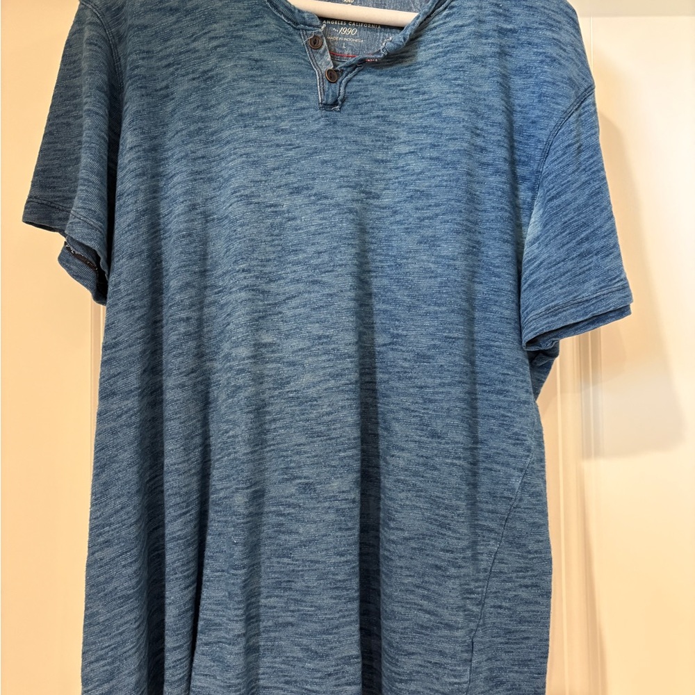 Lucky Brand Heathered Blue Henley Tee
